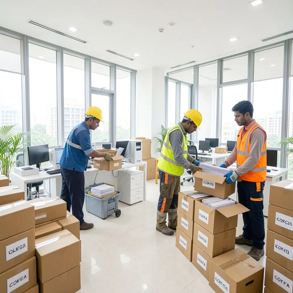 Professional packers and movers packing boxes for home shifting in kolkata