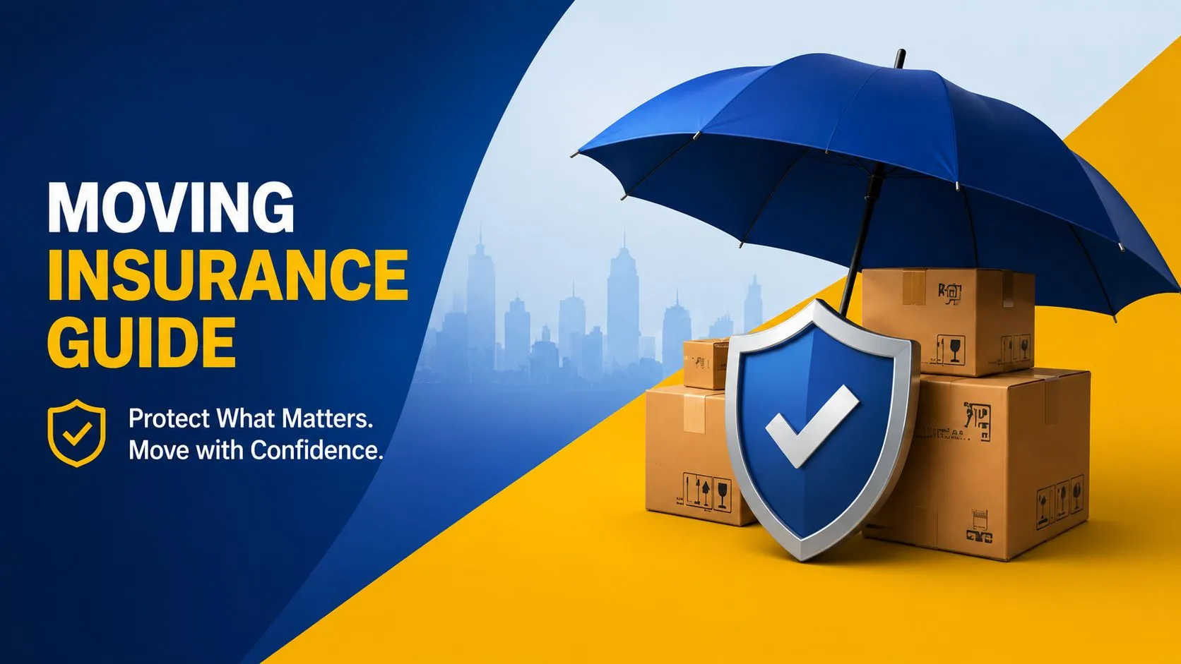 Moving insurance guide showing transit insurance protection for household goods, furniture, electronics, and relocation safety.